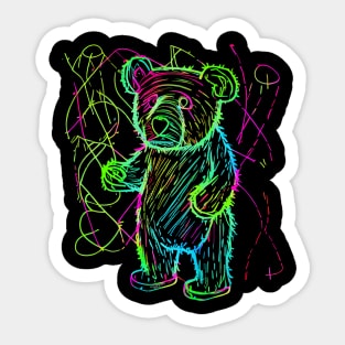 80s 90s Neon Bear Dancing Party Sticker